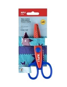 TIJERA ESCOLAR APLI PARA MOLDEAR 13,5cm ZIGZAG AZUL/ROJO 2