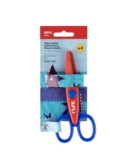 TIJERA ESCOLAR APLI PARA MOLDEAR 13,5cm ZIGZAG AZUL/ROJO