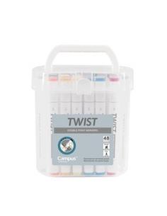 ROTULADOR CAMPUS TWIST DOBLE PUNTA 48 COLORES BASICOS