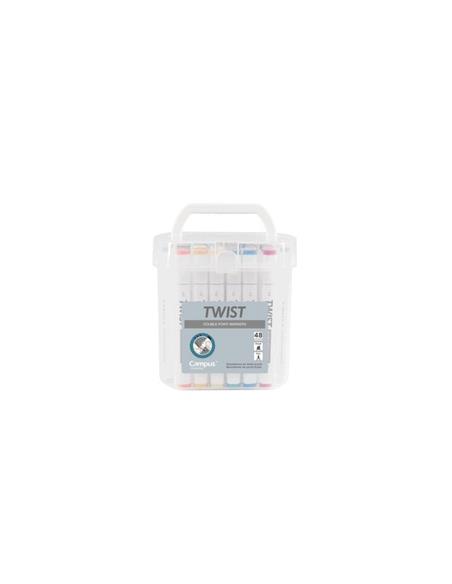 ROTULADOR CAMPUS TWIST DOBLE PUNTA 48 COLORES BASICOS