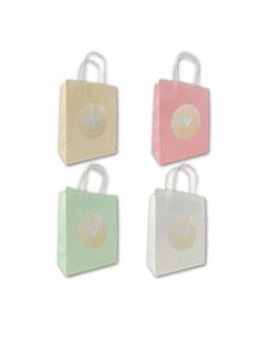 BOLSA KRAFT 12X17X7 CM ASAS CORAZON PLATA COLORES SURTIDOS 12 UDS