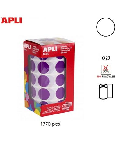 GOMETS ADHESIVO APLI CIRCULO 20mm BLANCO
