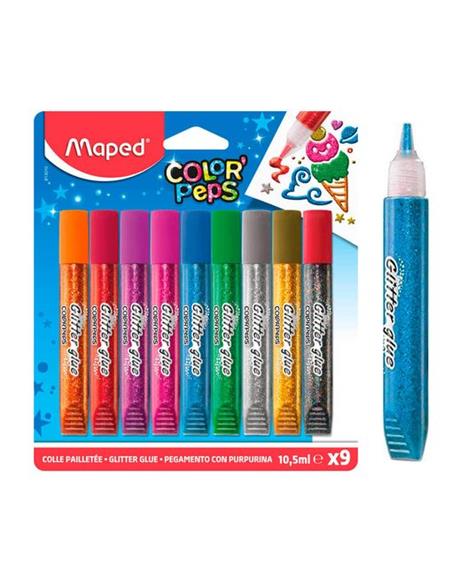 COLA PURPURINA MAPED COLORPEPS GLITTER 9 COLORES