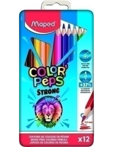 LAPIZ MAPED COLORPEPS 12 COLORES STRONG (CAJA METALICA)