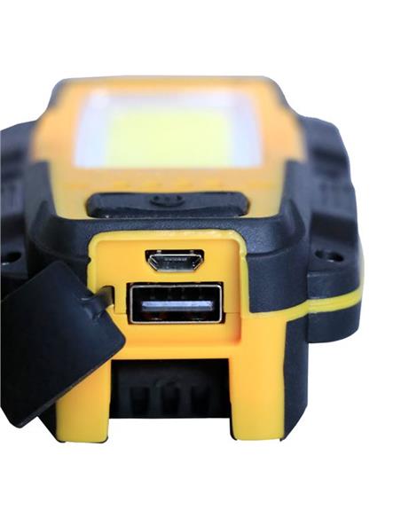 LINTERNA ELBAT LED COB 600LM 8W RECARGABLE GANCHO IMÁN