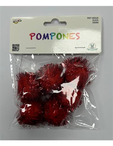 POMPONES ARTEMOL 35mm 6uds ROJO BRILLO