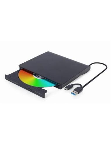 REGRABADORA DVD EXTERNA GEMBIRD USB-C / USB-A 3.1 NEGRA