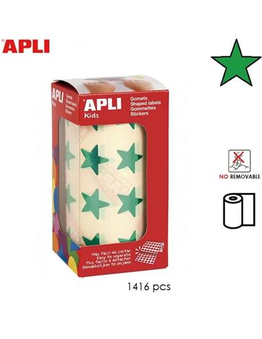GOMETS ADHESIVO APLI ESTRELLA 19,5mm VERDE METALIC