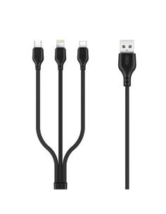 CABLE CARGA 3 EN 1 XO MICRO + TIPO C + LIGHTNING
