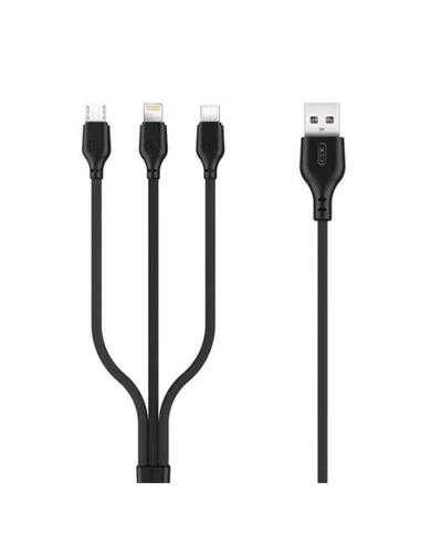 CABLE CARGA 3 EN 1 XO MICRO + TIPO C + LIGHTNING
