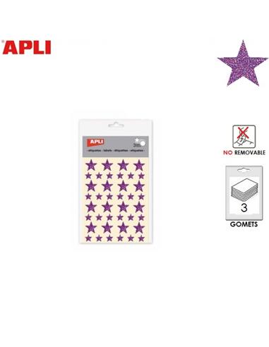 GOMETS ADHESIVO APLI ESTRELLA 19,5mm HOLOG. LILA
