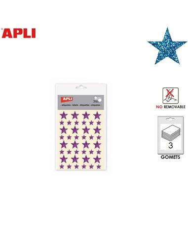 GOMETS ADHESIVO APLI ESTRELLA 19,5mm HOLOG. AZUL