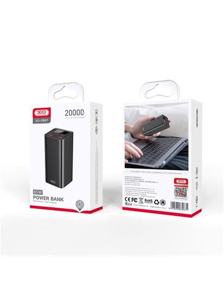 CARGADOR POWERBANK XO 20000mAh PB97 65W NEGRO