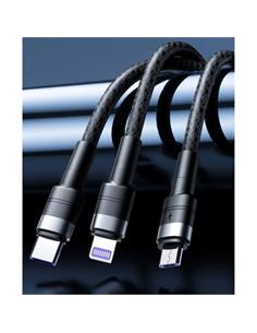 CABLE UNIVERSAL XO KIT 3 EN 1 MICRO + USB-C + LIGHTNING A USB-A 40W 2