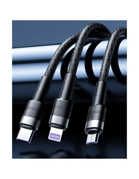 CABLE UNIVERSAL XO KIT 3 EN 1 MICRO + USB-C + LIGHTNING A USB-A 40W