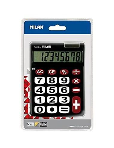 CALCULADORA MILAN NATA TECLAS GRANDES NEGRO 8 DIGITOS