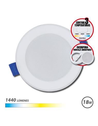 DOWNLIGHT ELBAT 18W 1440LM CIRCULAR 3 TEMPERATURAS + APLIQUE SOBREPARED