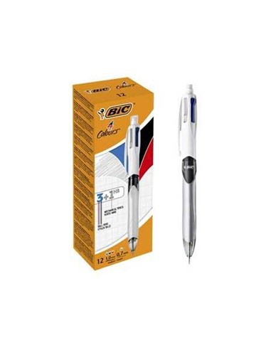 BOLIGRAFO BIC 4 FUNCIONES PLATA-BLANCO