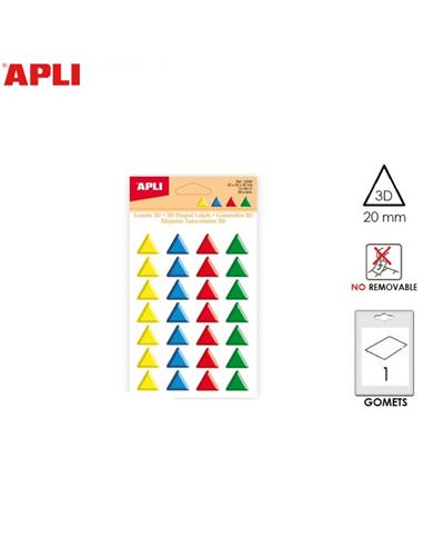 GOMETS ADHESIVO APLI 3D TRIANGULO 20mm 28ud
