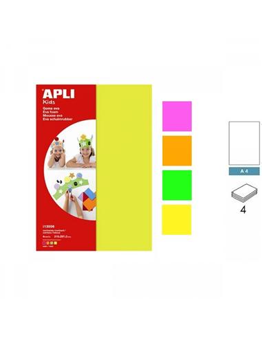 GOMA EVA APLI 20x30cm FLUORESCENTE 4ud
