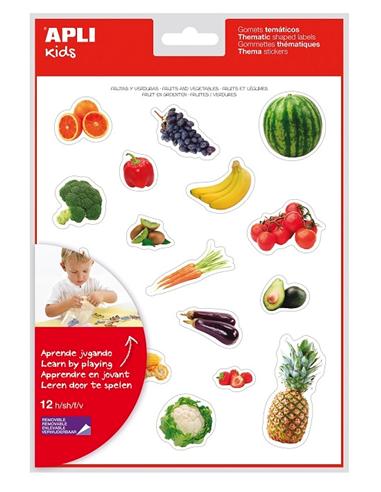 GOMETS ADHESIVO APLI TEMATICO "FRUTAS Y VERDURAS"