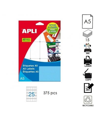 ETIQUETA APLI ILC A5 25X40mm 15H BLANCO