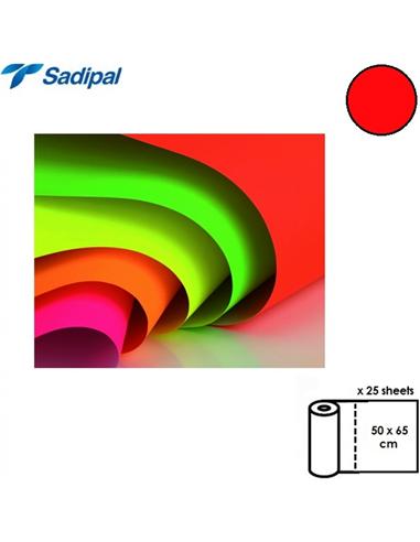 PAPEL FLUORESCENTE ROLLO 25H 50x65cm ROJO