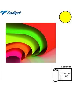 PAPEL FLUORESCENTE ROLLO 25H 50x65cm AMARILLO