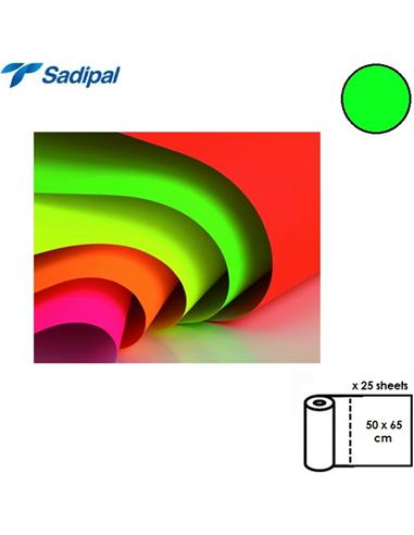 PAPEL FLUORESCENTE ROLLO 25H 50x65cm VERDE