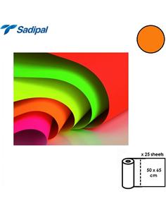 PAPEL FLUORESCENTE ROLLO 25H 50x65cm NARANJA
