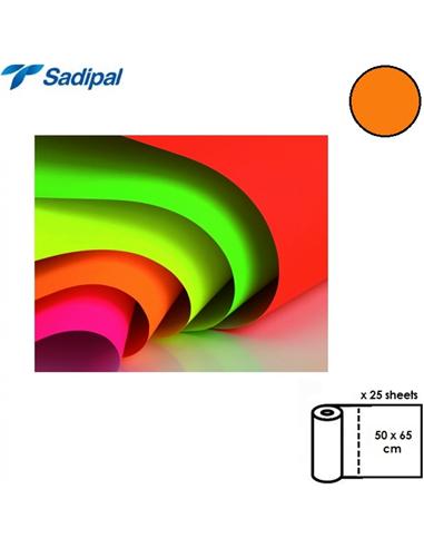 PAPEL FLUORESCENTE ROLLO 25H 50x65cm NARANJA