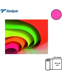 PAPEL FLUORESCENTE ROLLO 25H 50x65cm ROSA