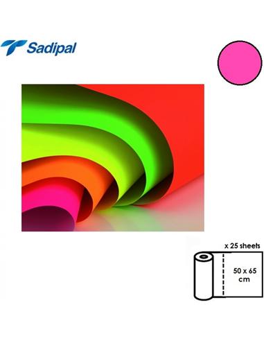 PAPEL FLUORESCENTE ROLLO 25H 50x65cm ROSA