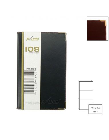 TARJETERO PLUMA PO3108 108 TARJETAS CUERO MARRON