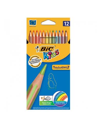 LAPIZ BIC KIDS TROPICOLORS2 12 COLORES T.LARGO