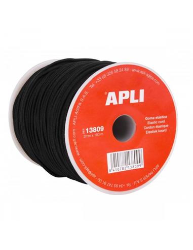 ELASTICO APLI 13809 2mm x 100m NEGRO