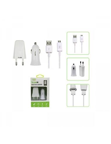 CARGADOR TRUSTIC 3 EN 1 MICRO USB PARED-COCHE