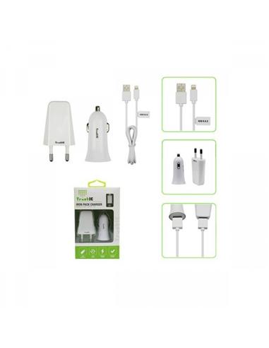 CARGADOR TRUSTIC 3 EN 1 LIGHTNING USB PARED-COCHE