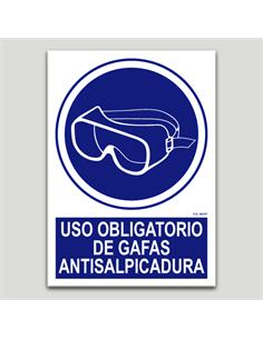 CARTEL PVC "USO OBLIGATORIO GAFAS ANTISALP." A5