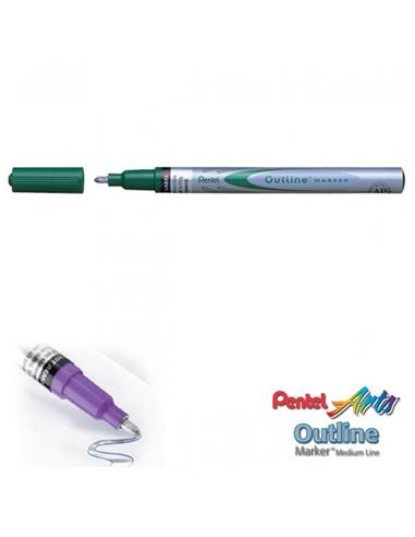 ROTULADOR PENTEL OUTLINE MARKER PLATA-VERDE