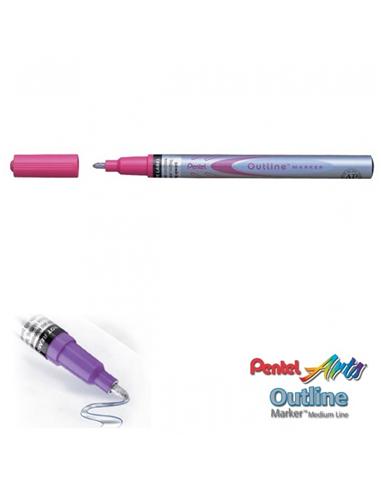 ROTULADOR PENTEL OUTLINE MARKER PLATA-ROSA