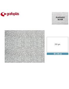 CARTULINA GRAFOPLAS 50x65 cm  250g PURPURINA PLATA 2