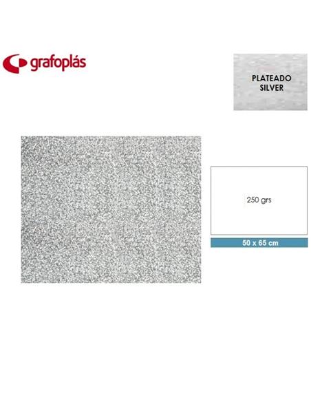 CARTULINA GRAFOPLAS 50x65 cm  250g PURPURINA PLATA