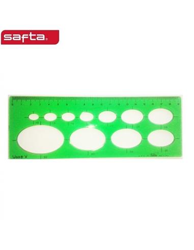 PLANTILLA SAFTA ELIPSES REGLA 19cm VERDE