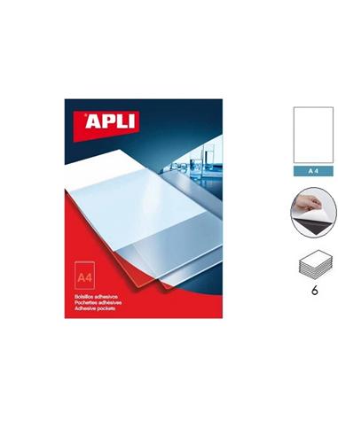 FUNDA ADHESIVA APLI A4 6U TRANSPARENTE