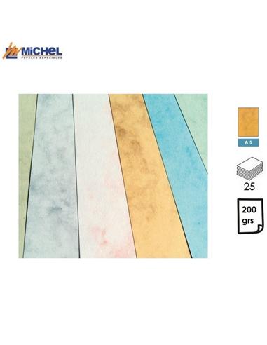 PAPEL MICHEL MARMOLEADO A5 200GR 25H AMARILLO