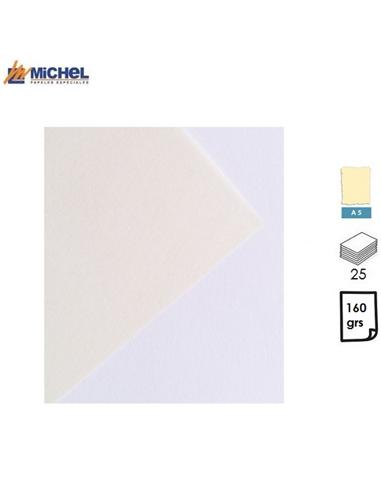 PAPEL MICHEL PERGAMINERO A5 160GR 25H CREMA