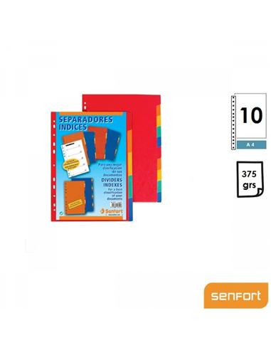 SEPARADOR SENFORT A4 CARTULINA 10 COLORES