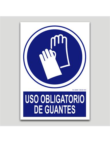 CARTEL PVC " USO OBLIGATORIO DE GUANTES" A5