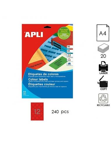 ETIQUETA APLI LC A4 60mm 24H ROJO